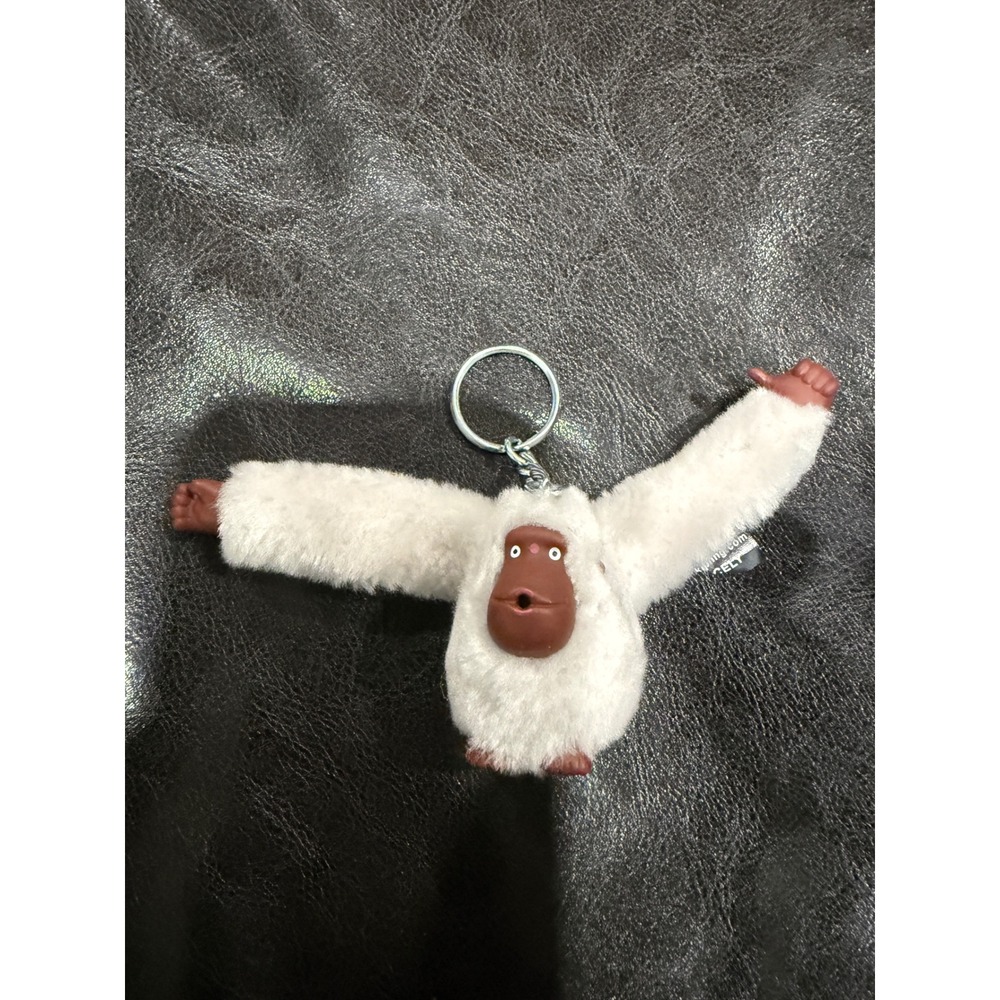 Kipling White Fuzzy Monkey‎ Keychain Bag Charm